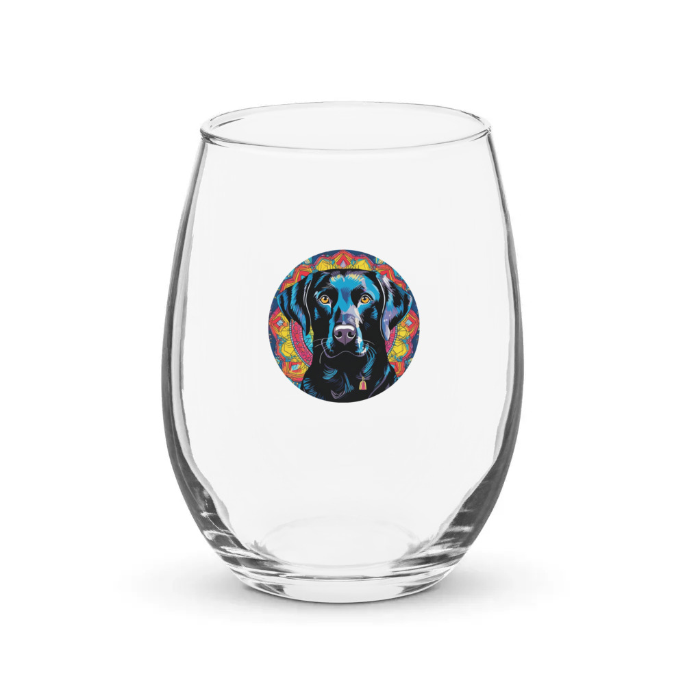 PugMug Custom Black Labrador Retriever Stemless Wine Glass