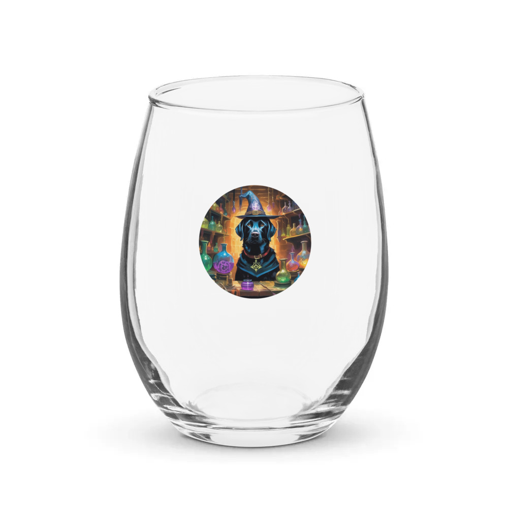 PugMug Custom Black Labrador Retriever Stemless Wine Glass