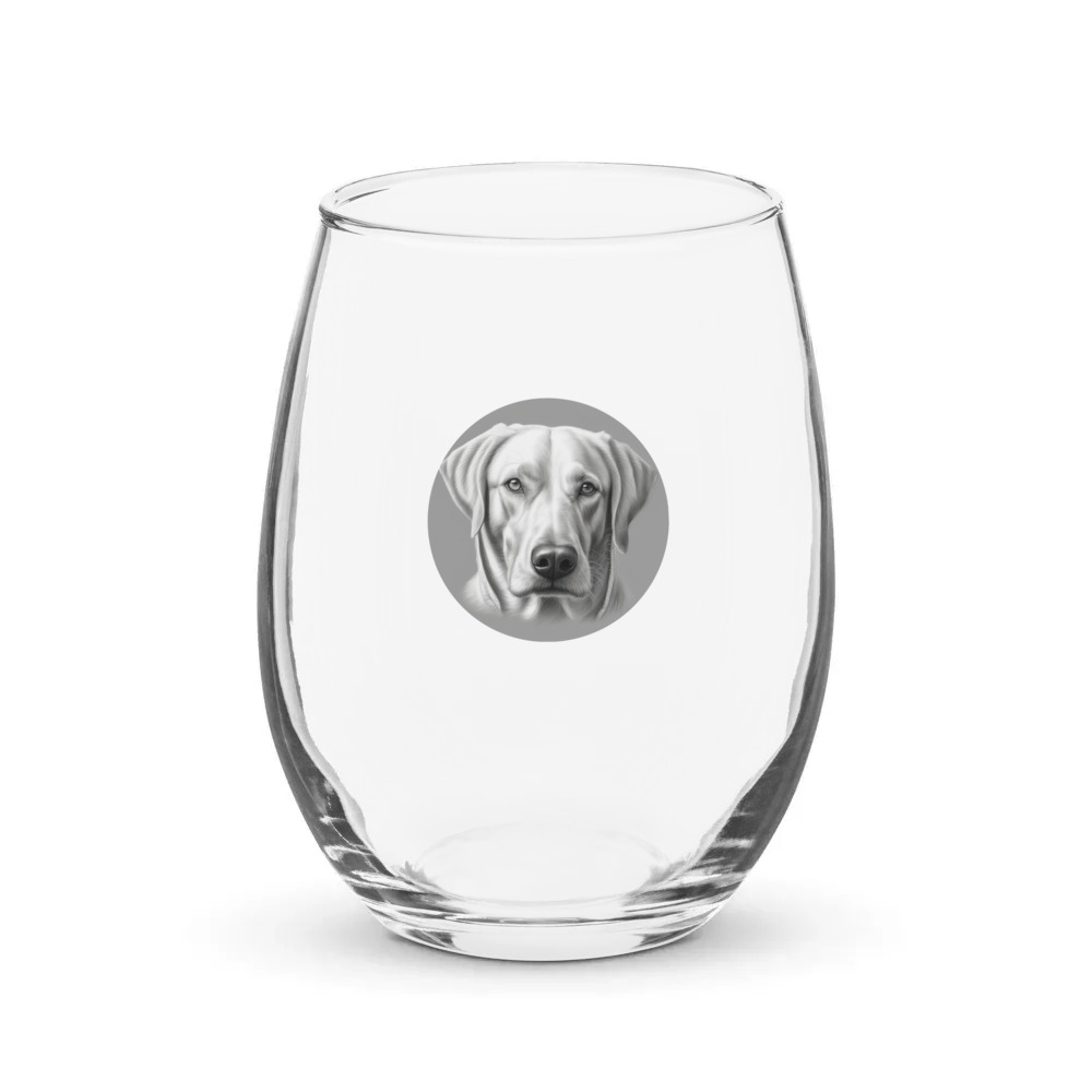 PugMug Custom White Labrador Retriever Stemless Wine Glass