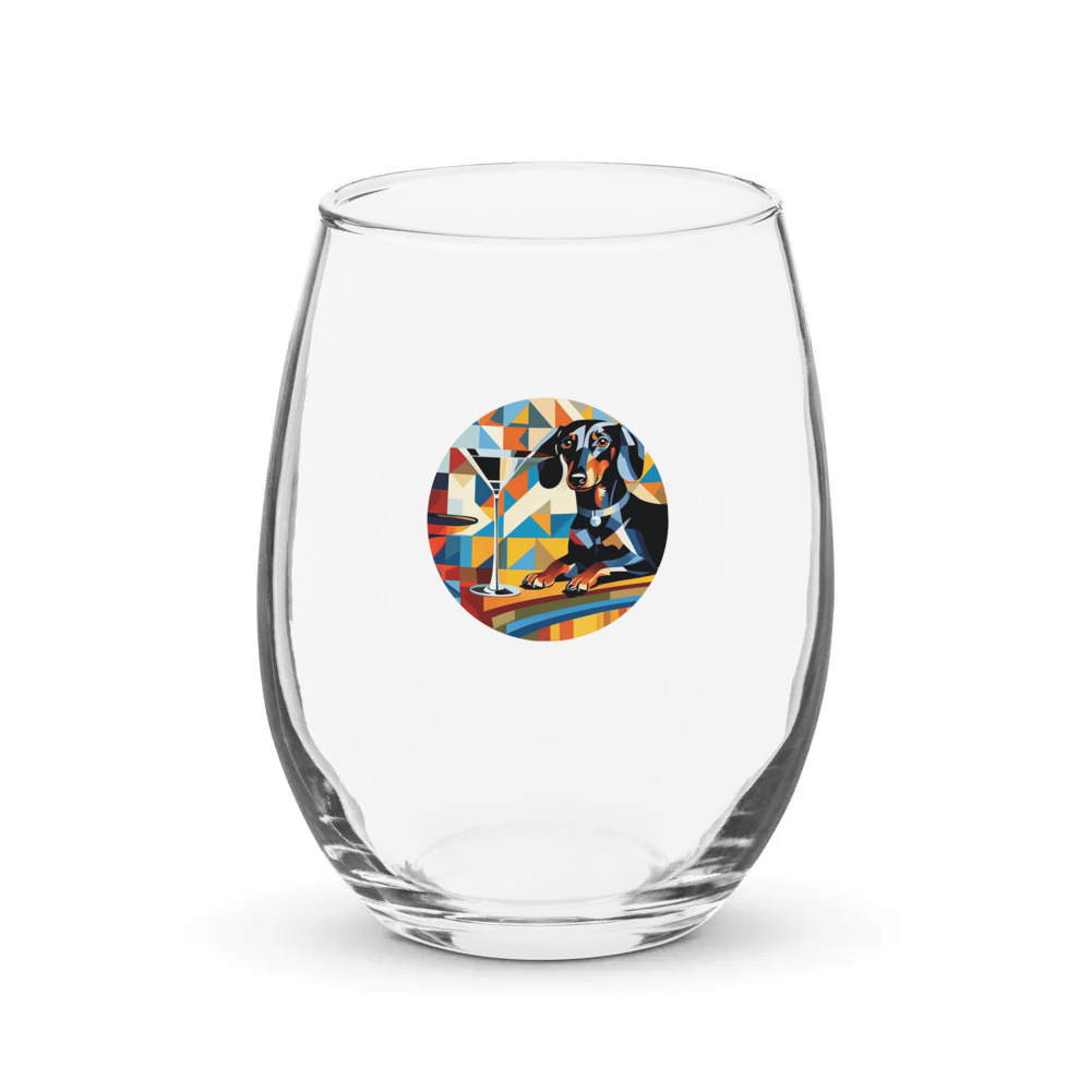 PugMug Custom Black Dachshund Stemless Wine Glass