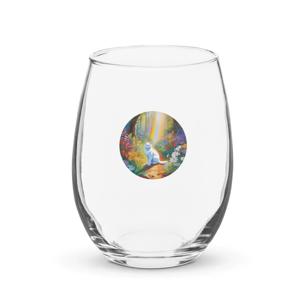 PugMug Custom White Companion Cat Stemless Wine Glass