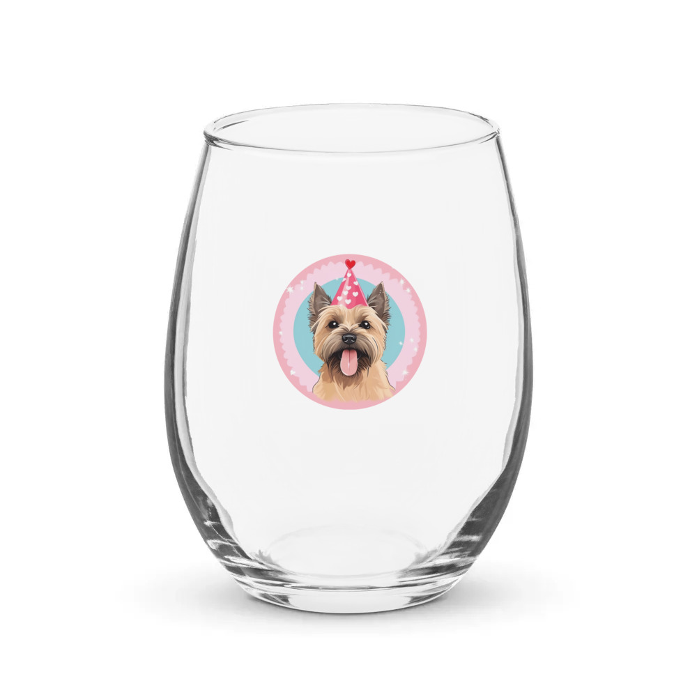 PugMug Custom Cairn Terrier Stemless Wine Glass