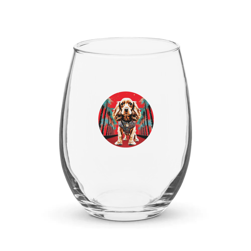 PugMug Custom Cocker Spaniel Stemless Wine Glass