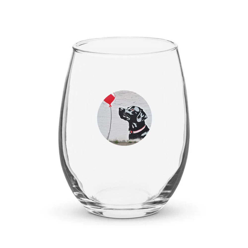 PugMug Custom Black Labrador Retriever Stemless Wine Glass