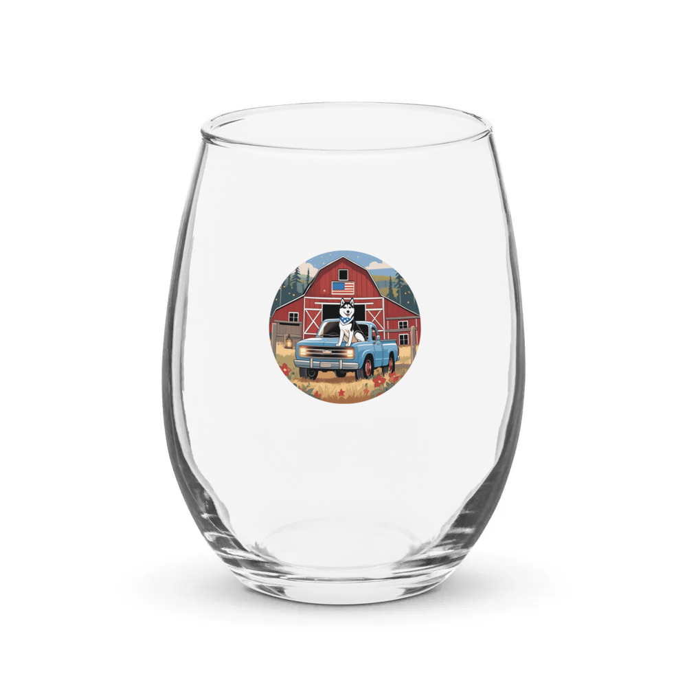 PugMug Custom Siberian Husky Stemless Wine Glass