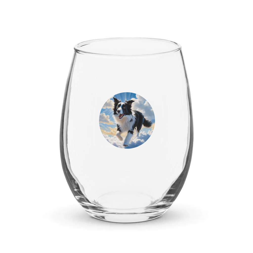PugMug Custom Border Collie Stemless Wine Glass
