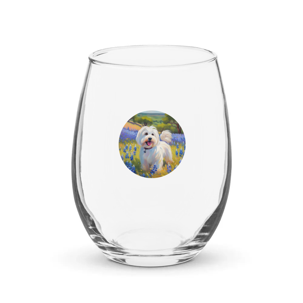 PugMug Custom White Havanese Dog Stemless Wine Glass
