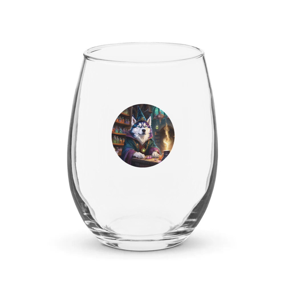 PugMug Custom Siberian Husky Stemless Wine Glass