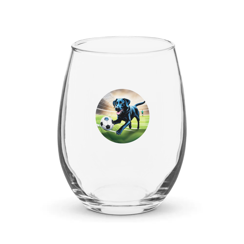 PugMug Custom Black Labrador Retriever Stemless Wine Glass