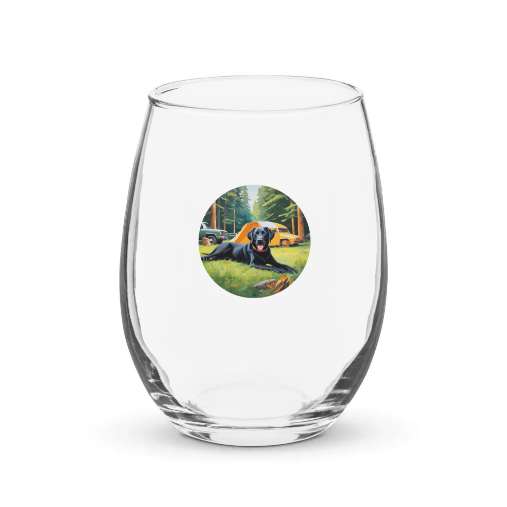 PugMug Custom Black Labrador Retriever Stemless Wine Glass