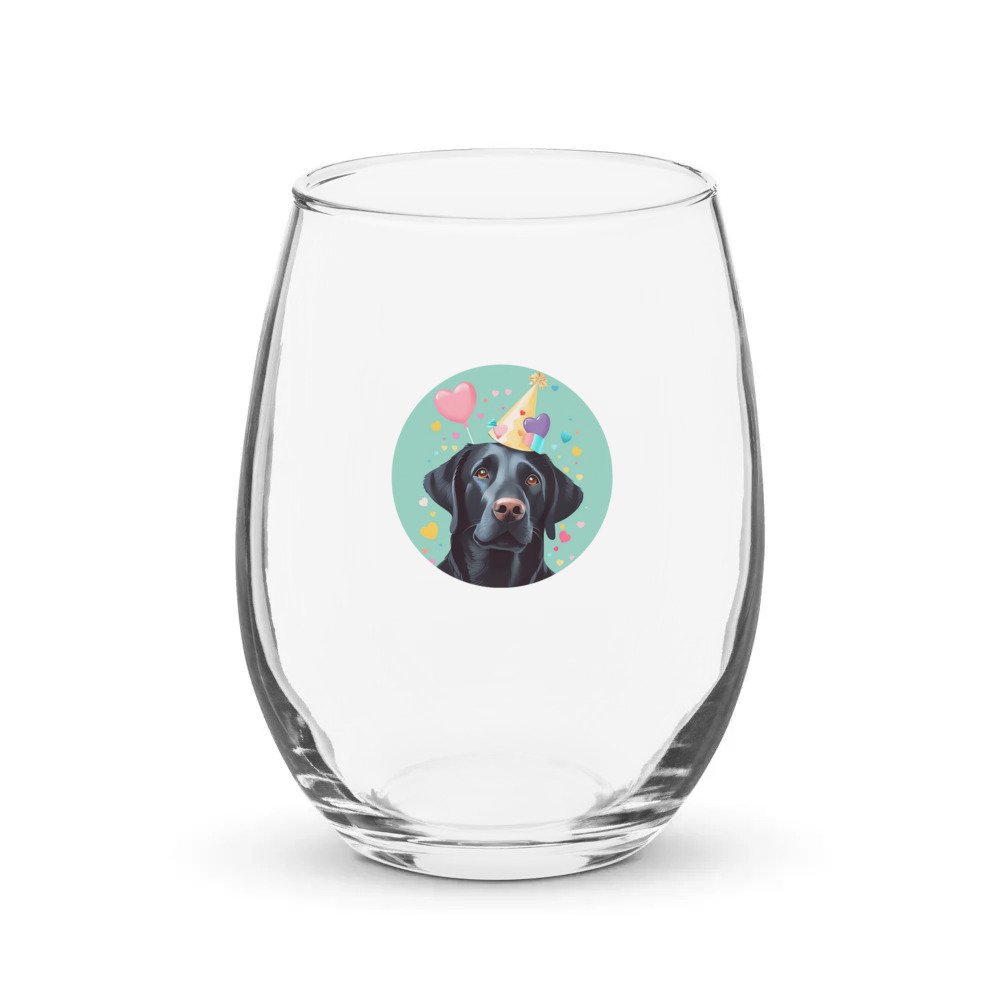 PugMug Custom Black Labrador Retriever Stemless Wine Glass