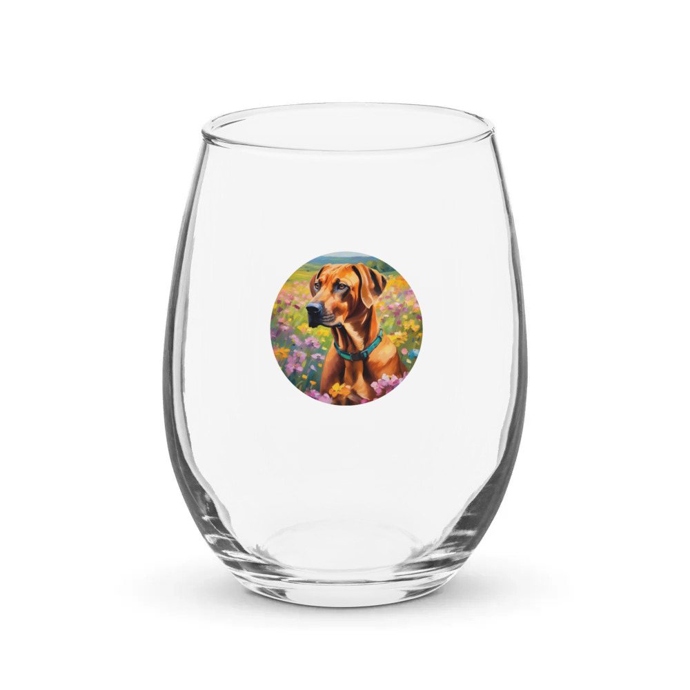 PugMug Custom Rhodesian Ridgeback Stemless Wine Glass