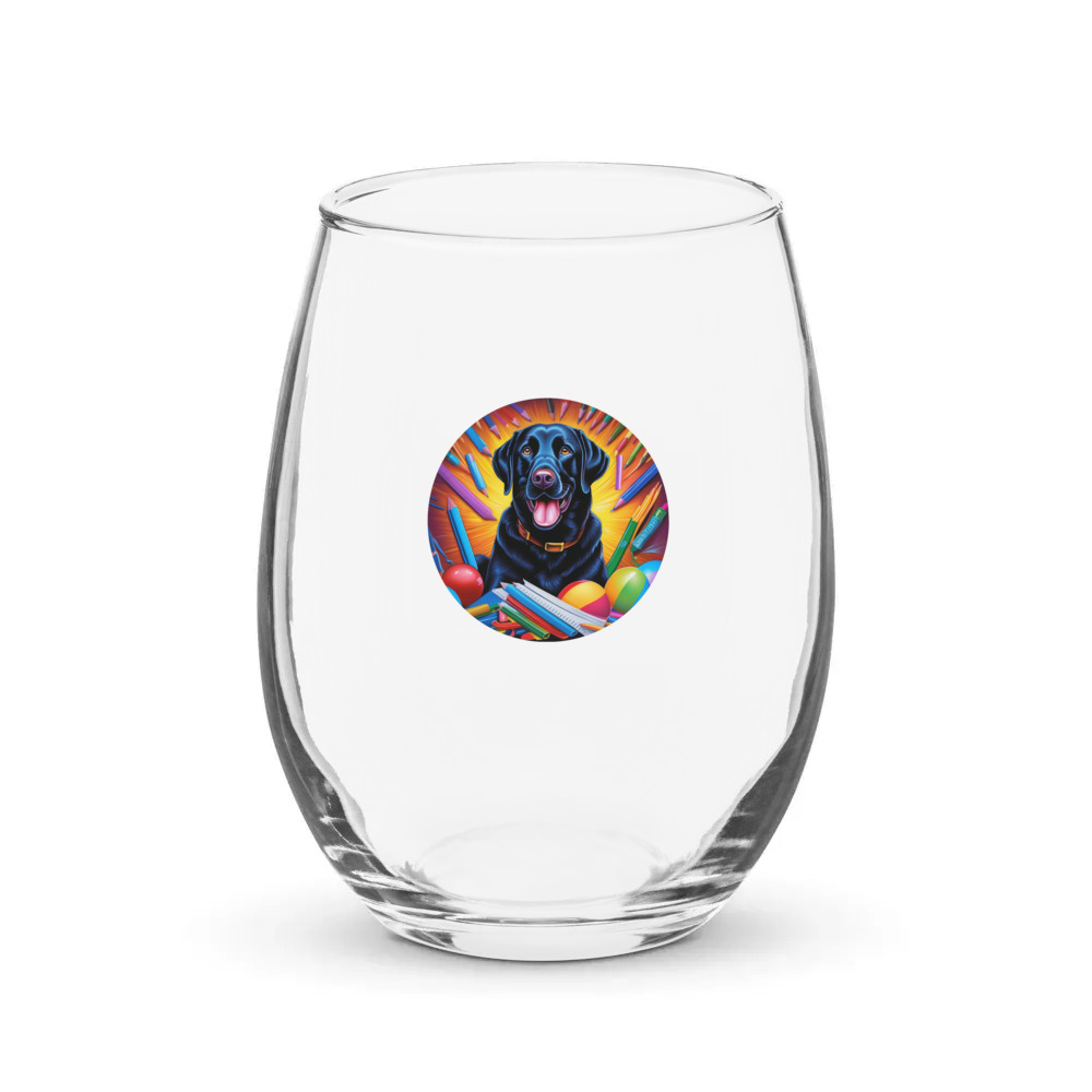 PugMug Custom Black Labrador Retriever Stemless Wine Glass