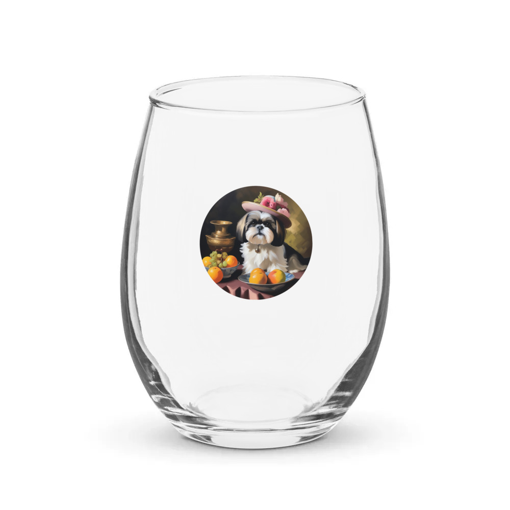 PugMug Custom Shih Tzu Stemless Wine Glass