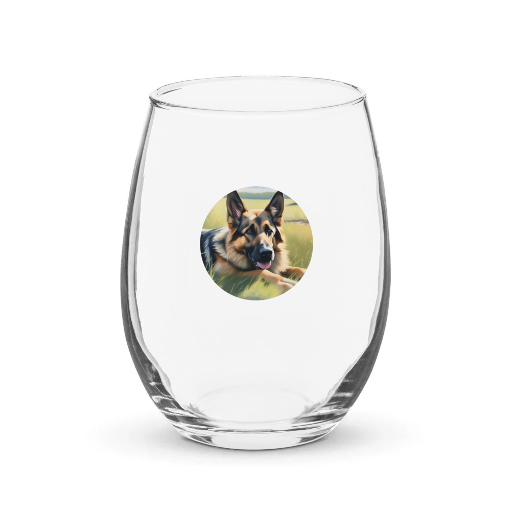 PugMug Custom German Shepherd Dog Stemless Wine Glass