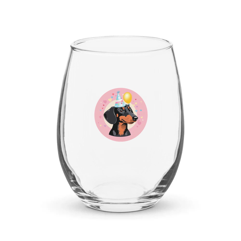 PugMug Custom Black Dachshund Stemless Wine Glass