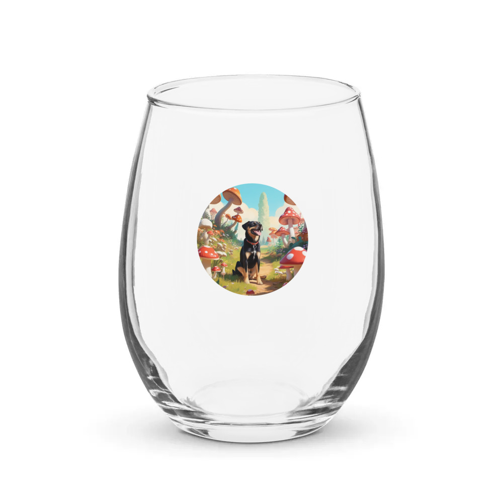 PugMug Custom Blue Stemless Wine Glass