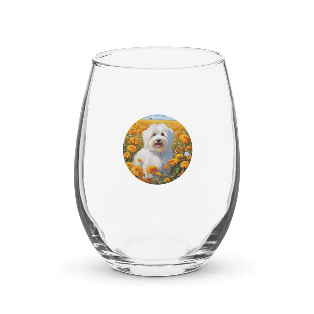 PugMug Custom White Havanese Dog Stemless Wine Glass