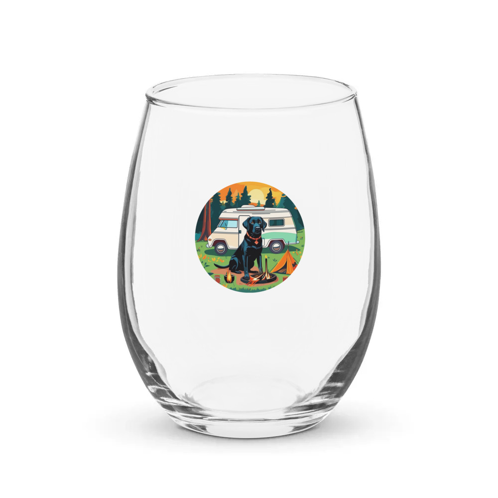 PugMug Custom Black Labrador Retriever Stemless Wine Glass