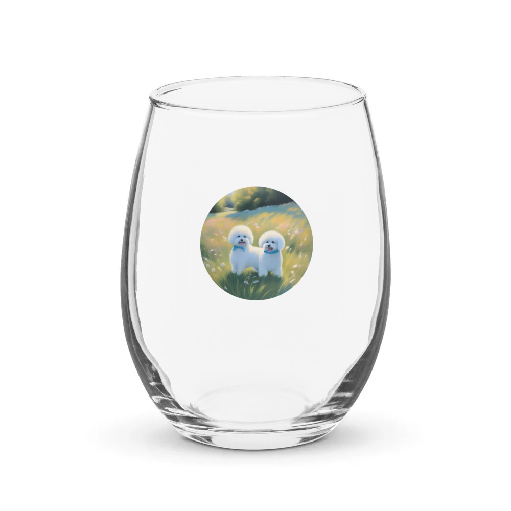 PugMug Custom Bichons Frise Stemless Wine Glass