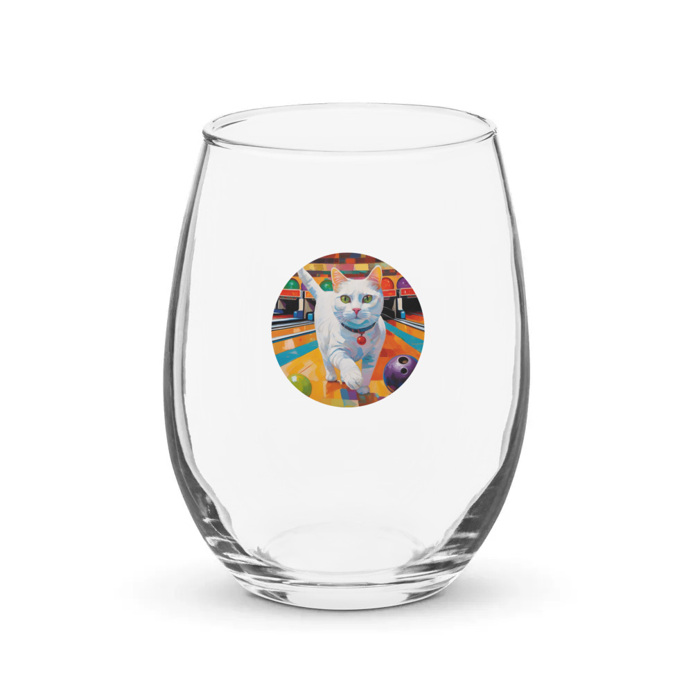 PugMug Custom White Companion Cat Stemless Wine Glass