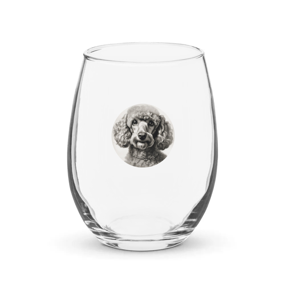 PugMug Custom Tan Poodle Stemless Wine Glass