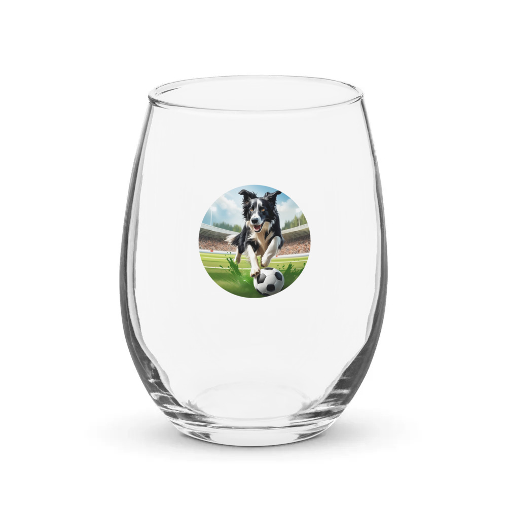 PugMug Custom Border Collie Stemless Wine Glass