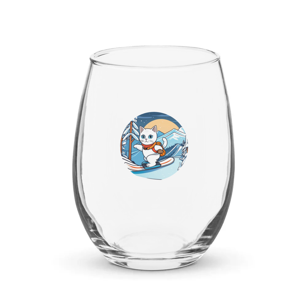 PugMug Custom White Companion Cat Stemless Wine Glass