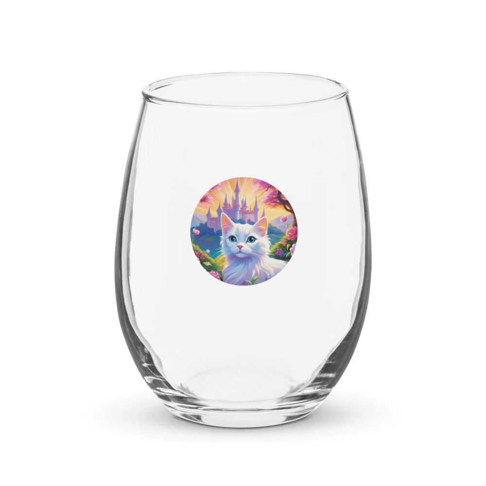 PugMug Custom White Companion Cat Stemless Wine Glass