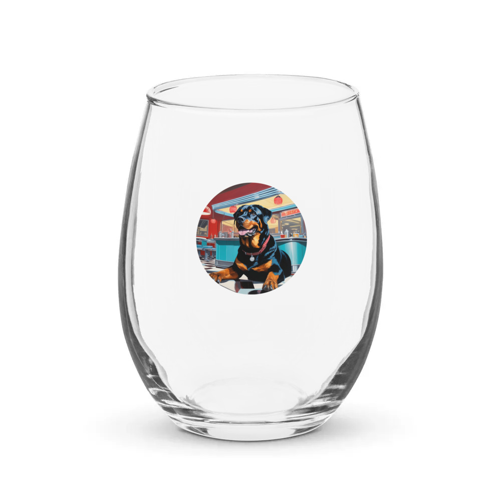 PugMug Custom Rottweiler Stemless Wine Glass