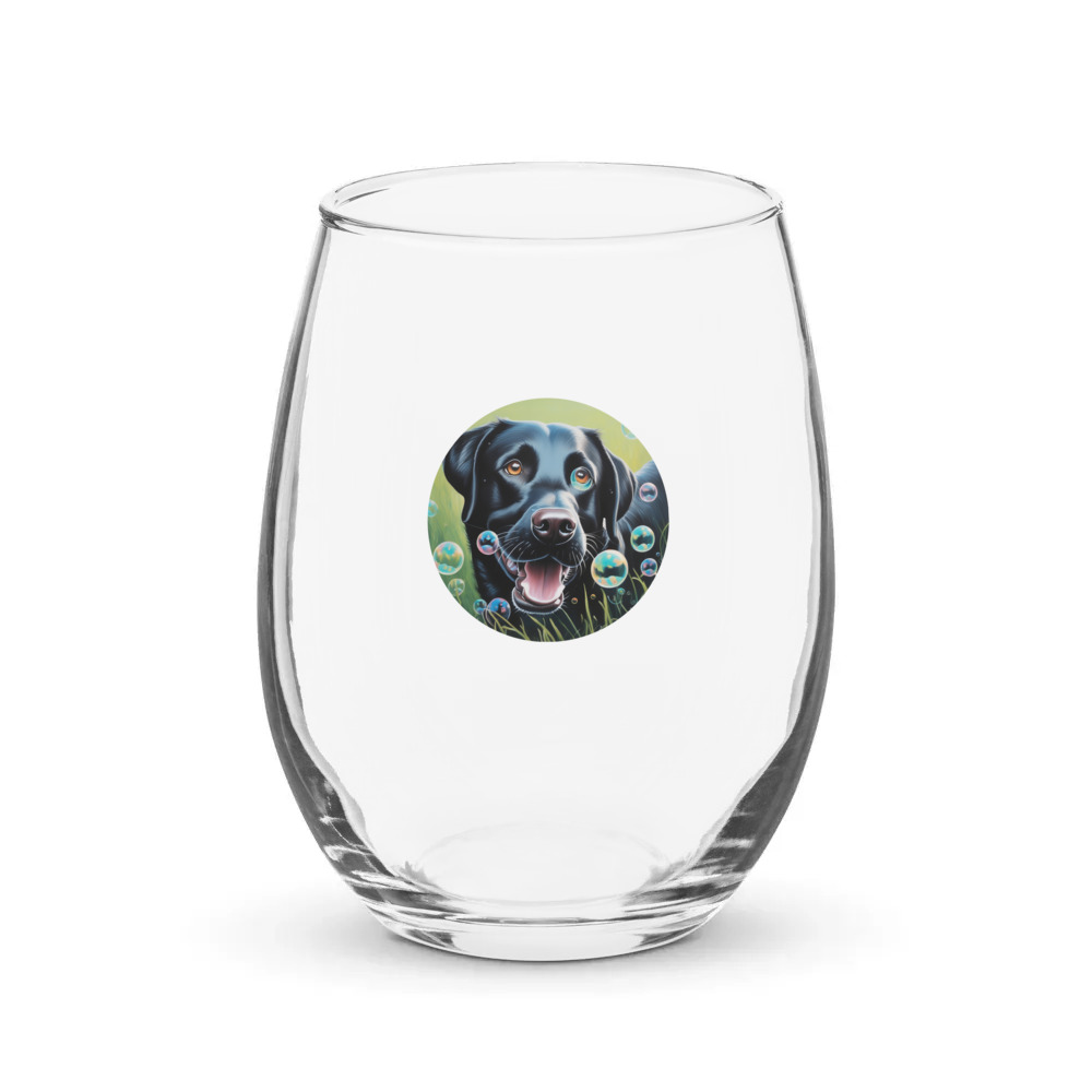 PugMug Custom Black Labrador Retriever Stemless Wine Glass