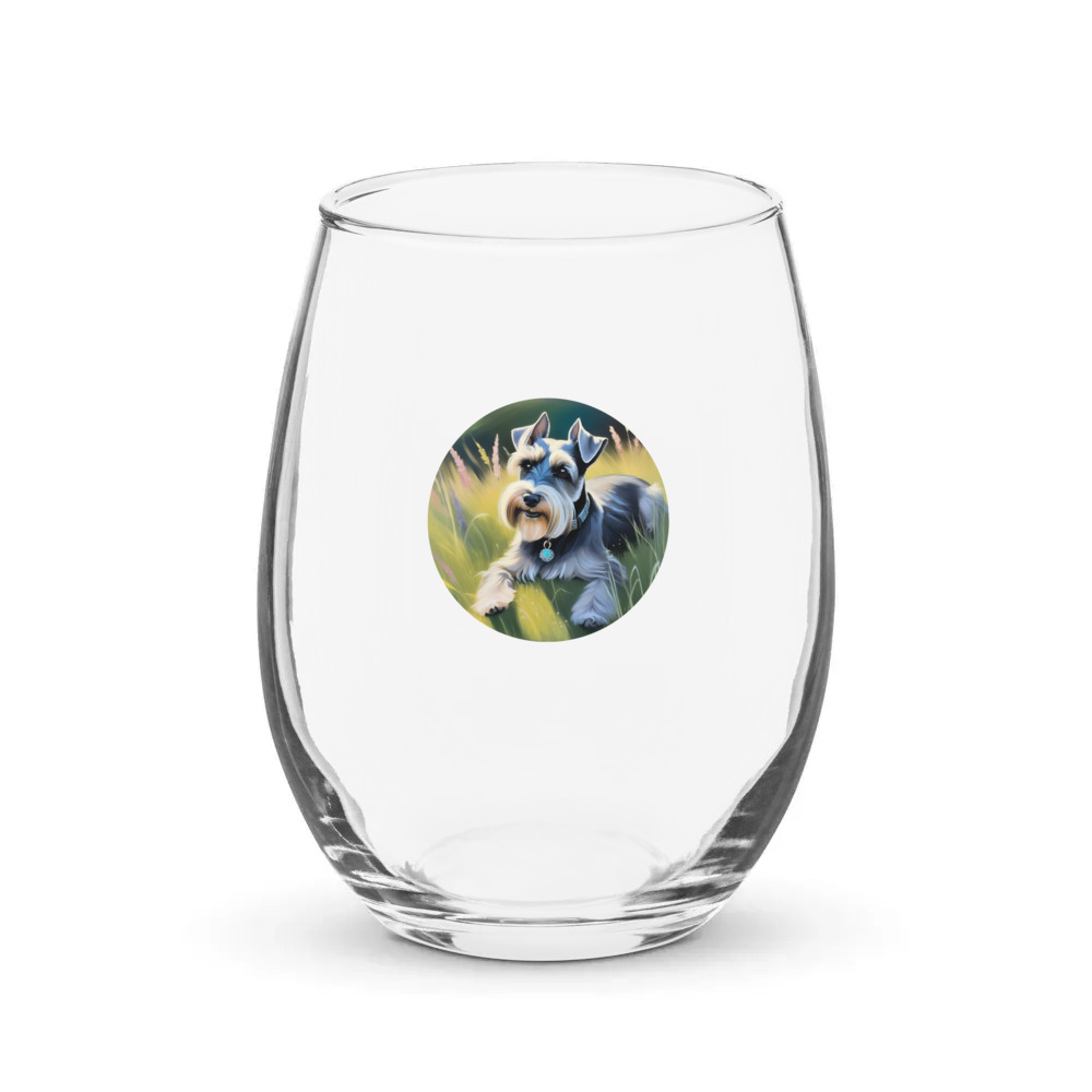 PugMug Custom Miniature Schnauzer Stemless Wine Glass