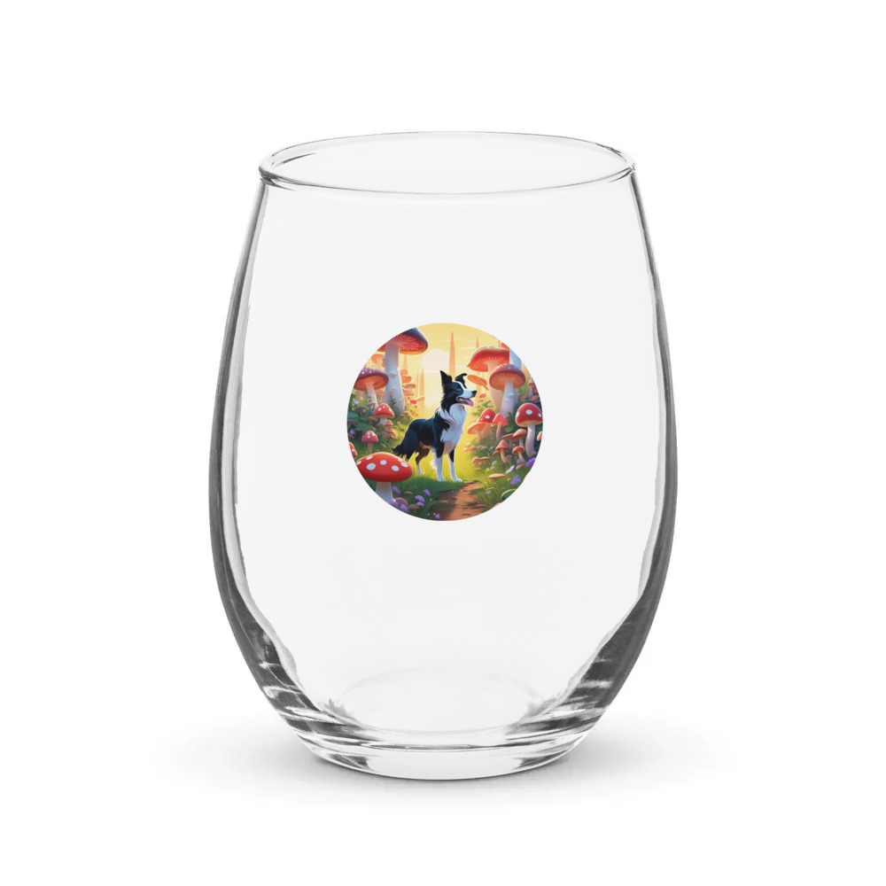 PugMug Custom Border Collie Stemless Wine Glass