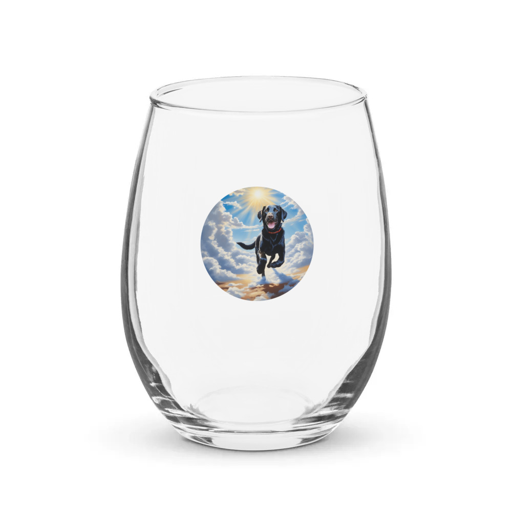 PugMug Custom Black Labrador Retriever Stemless Wine Glass