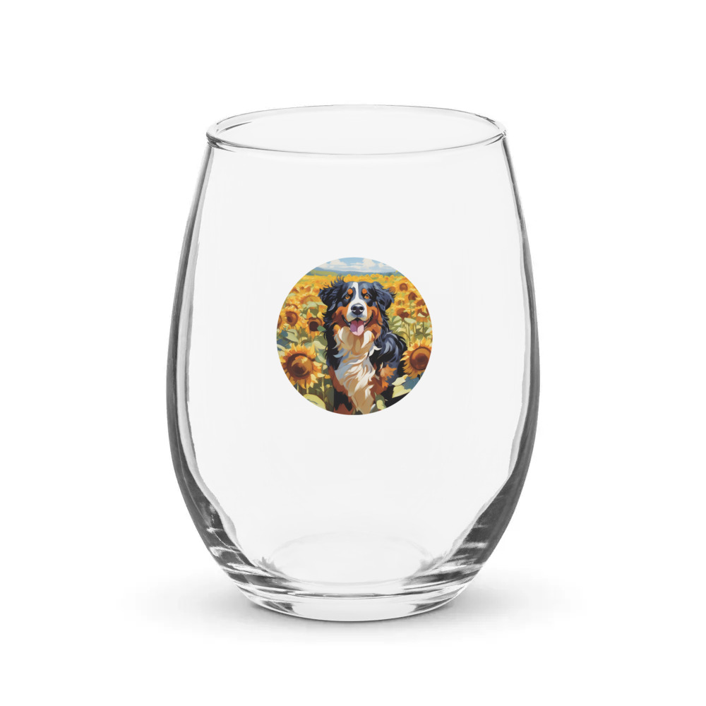 PugMug Custom Bernese Mountain Dog Stemless Wine Glass