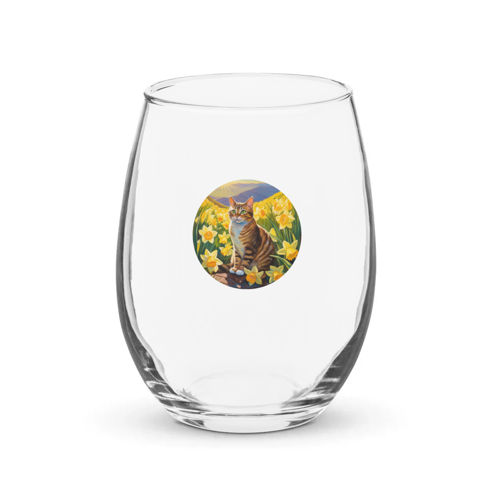 PugMug Custom Tabby Exotic Cat Stemless Wine Glass