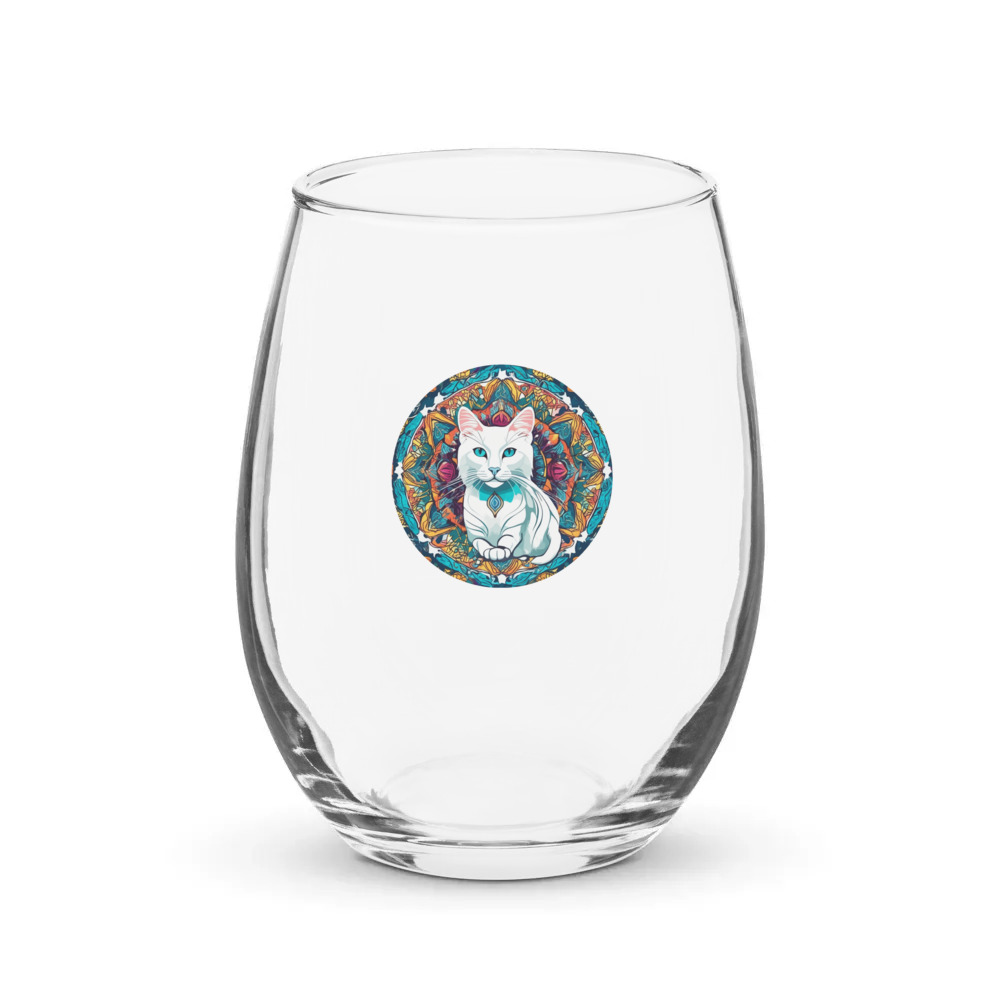 PugMug Custom White Companion Cat Stemless Wine Glass