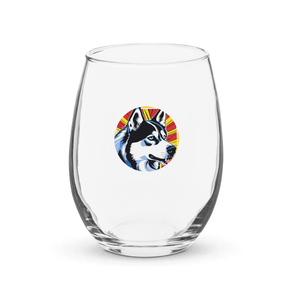 PugMug Custom Siberian Husky Stemless Wine Glass