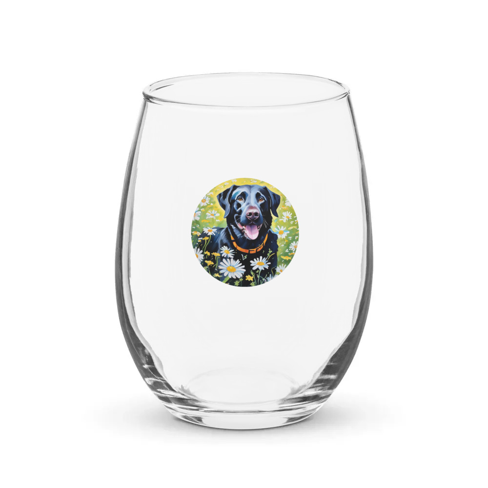 PugMug Custom Black Labrador Retriever Stemless Wine Glass