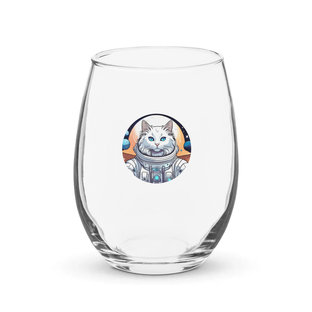 PugMug Custom White Ragdoll Cat Stemless Wine Glass