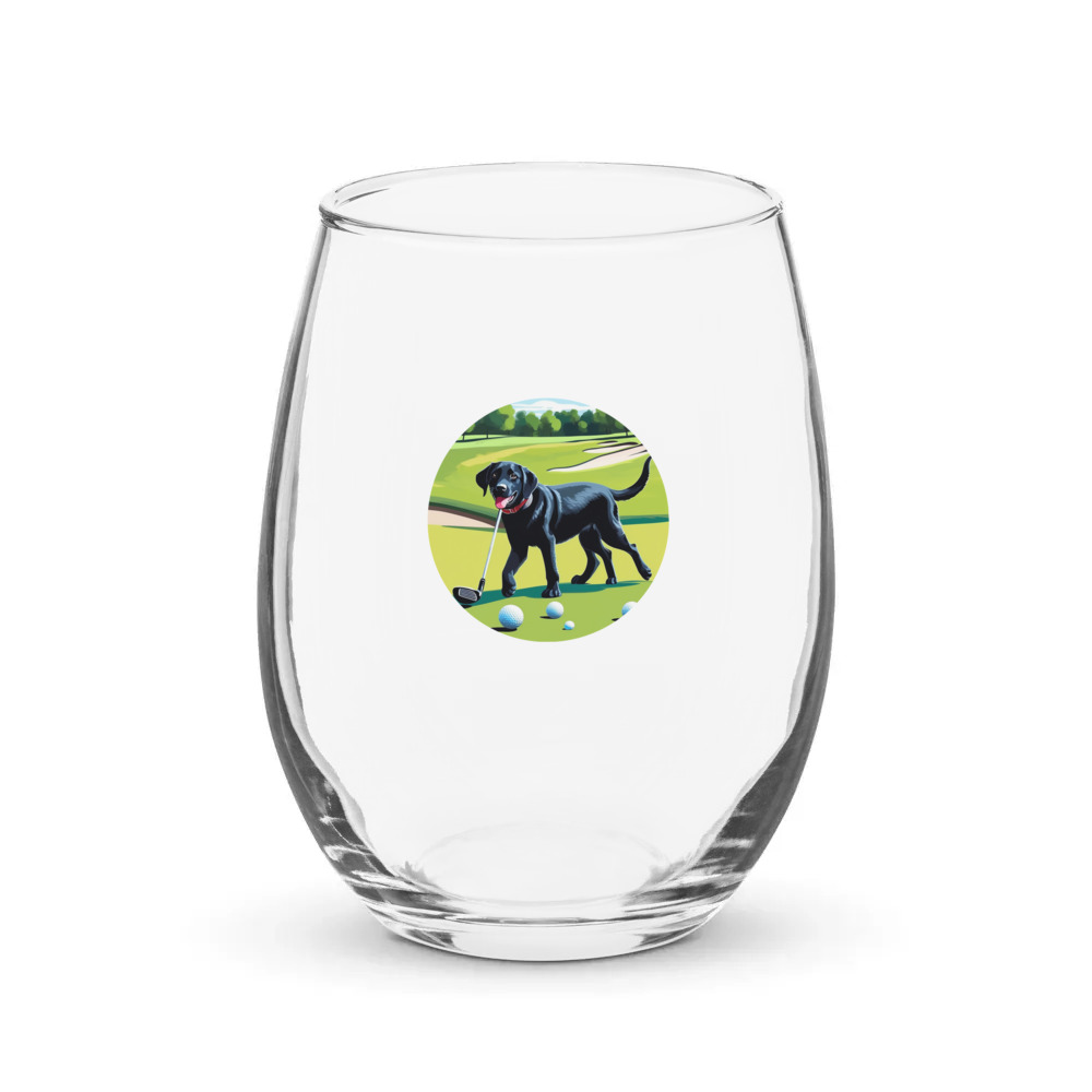 PugMug Custom Black Labrador Retriever Stemless Wine Glass
