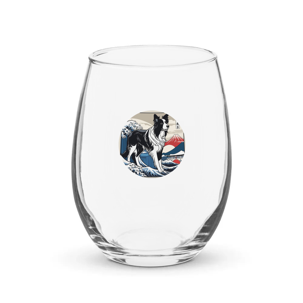 PugMug Custom Border Collie Stemless Wine Glass