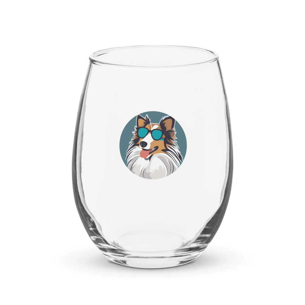 PugMug Custom Shetland Sheepdog Stemless Wine Glass