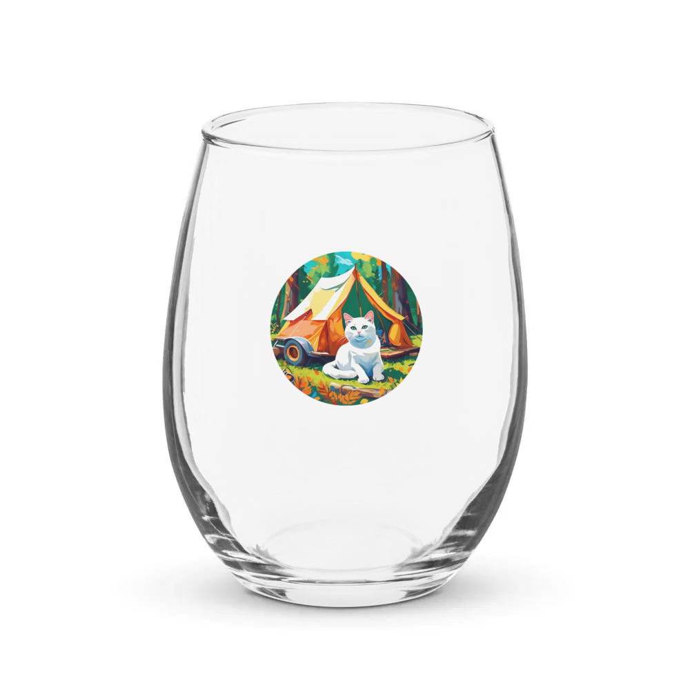 PugMug Custom White Companion Cat Stemless Wine Glass