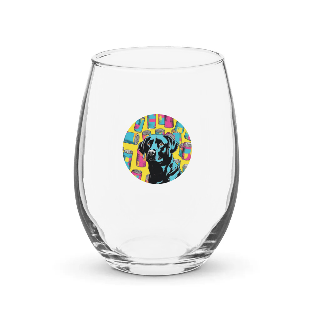 PugMug Custom Black Labrador Retriever Stemless Wine Glass