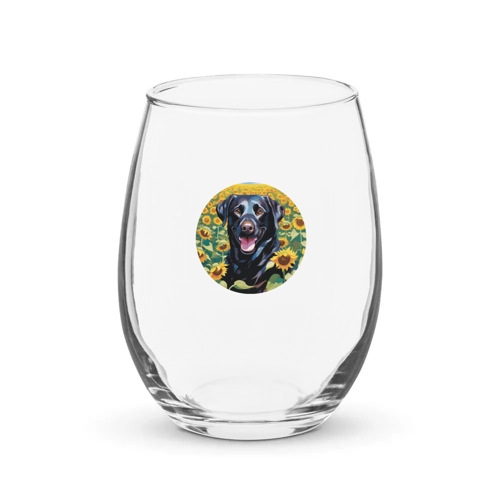 PugMug Custom Black Labrador Retriever Stemless Wine Glass