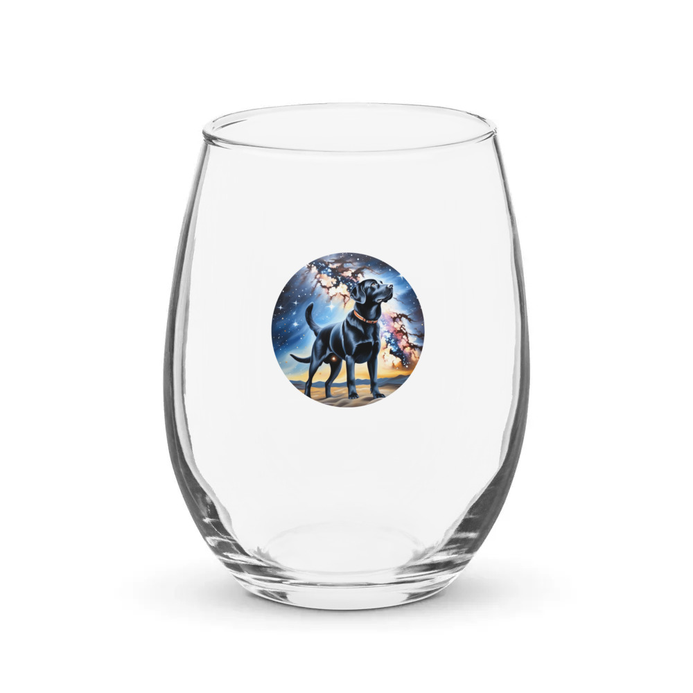 PugMug Custom Black Labrador Retriever Stemless Wine Glass