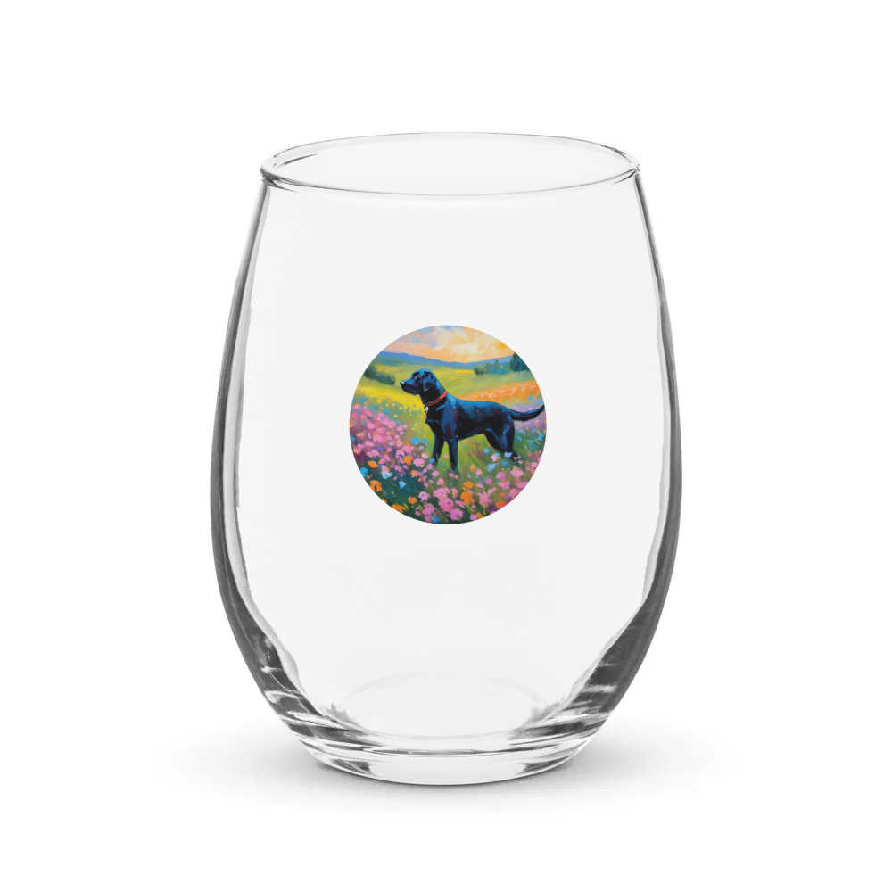 PugMug Custom Black Labrador Retriever Stemless Wine Glass