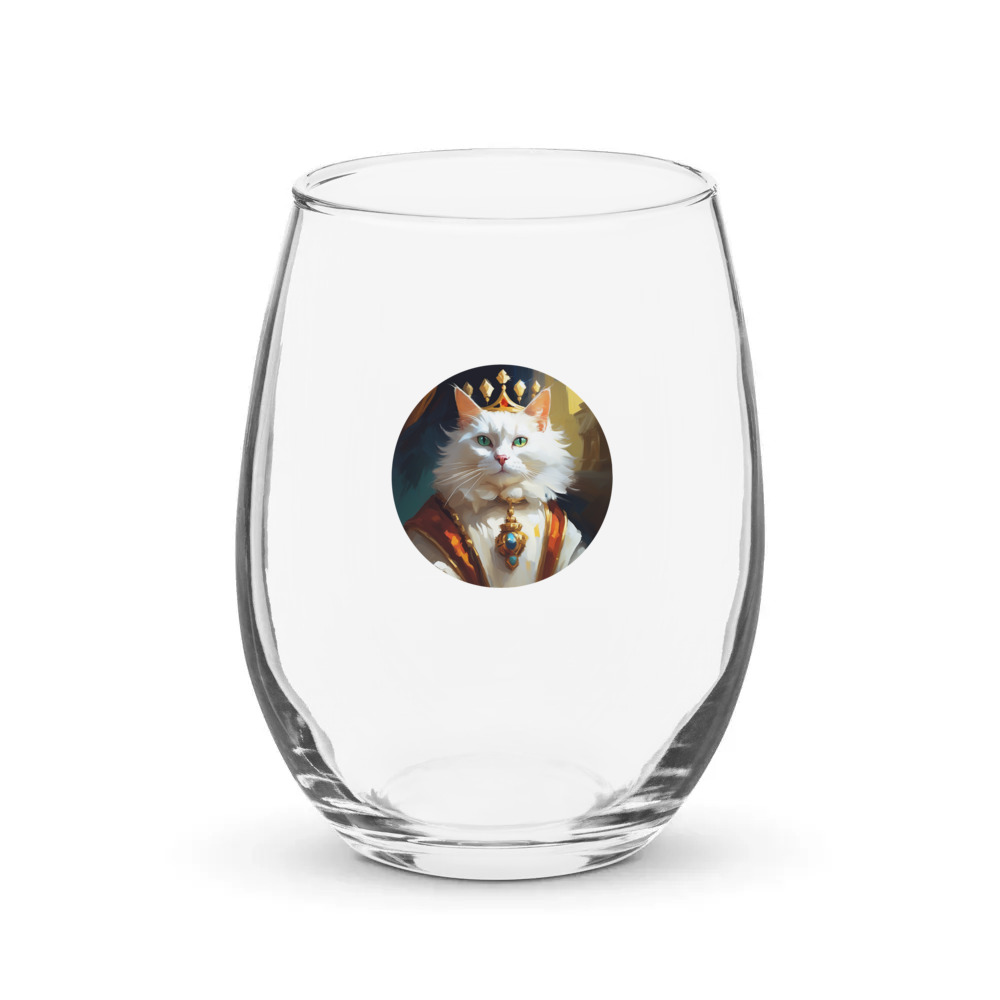 PugMug Custom White Companion Cat Stemless Wine Glass