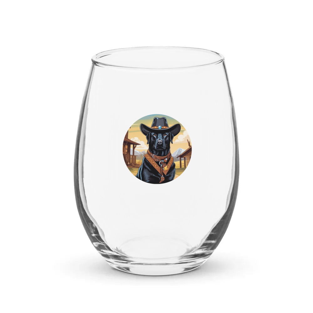 PugMug Custom Black Labrador Retriever Stemless Wine Glass